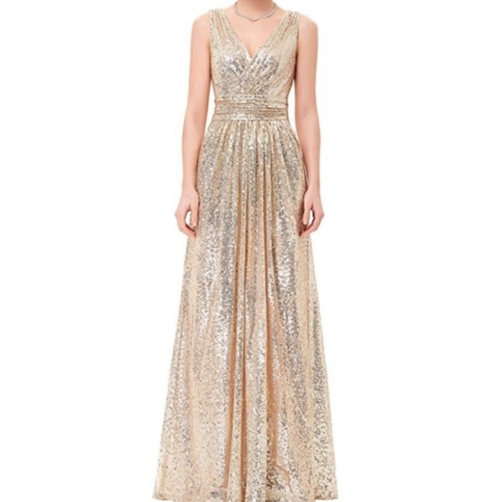 Nwot size 18w gold sequin gown